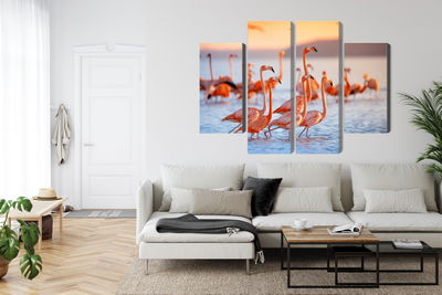 Ljuddämpande tavla - A flock of flamingos