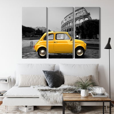 Ljuddämpande tavla - Yellow retro car