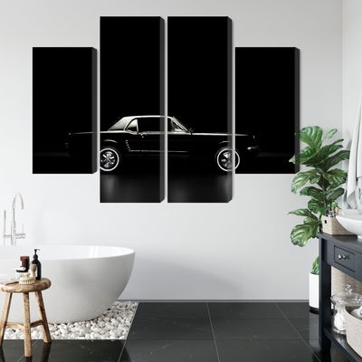 Ljuddämpande tavla - Black retro car on a dark