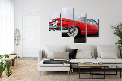 Ljuddämpande tavla - A red car from the 1950s