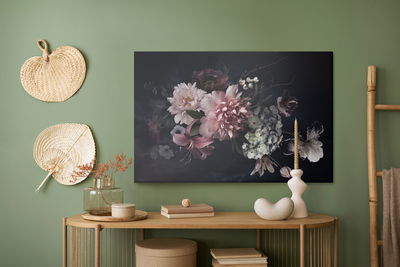 Ljuddämpande tavla - Peonies on a dark background