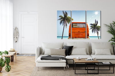 Ljuddämpande tavla - Retro car between palm trees