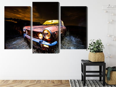 Ljuddämpande tavla - Old abandoned car 3d