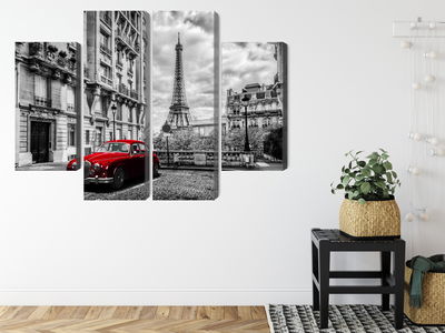 Ljuddämpande tavla - Red car in retro style