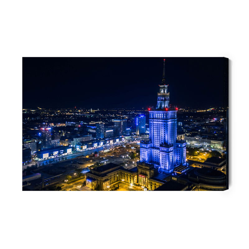 Ljuddämpande tavla - Illuminated Warsaw at night