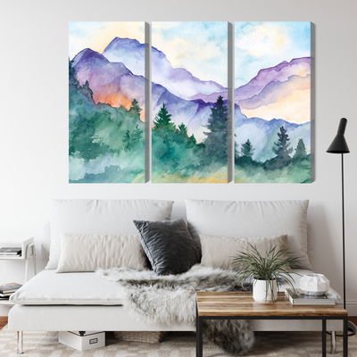 Ljuddämpande tavla - Painted mountain landscape