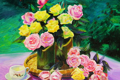 Ljuddämpande tavla - A bouquet of roses as painted
