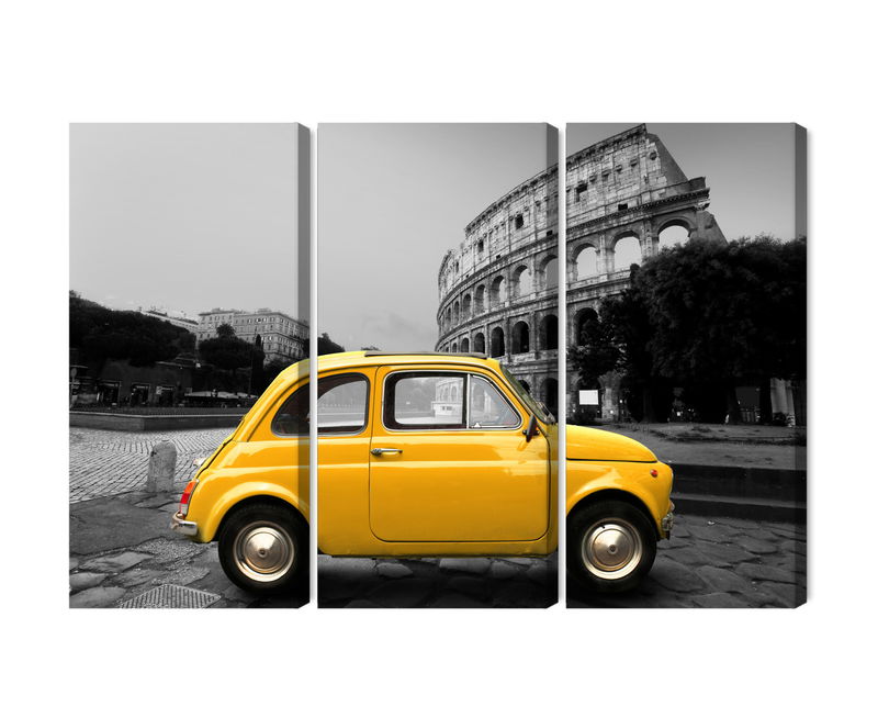 Ljuddämpande tavla - Yellow retro car