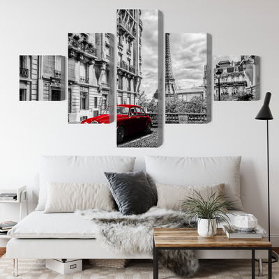 Ljuddämpande tavla - Red car in retro style