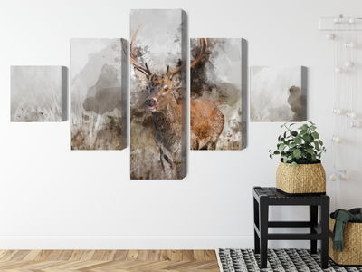 Ljuddämpande tavla - A deer painted with 3d