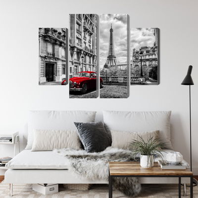 Ljuddämpande tavla - Red car in retro style