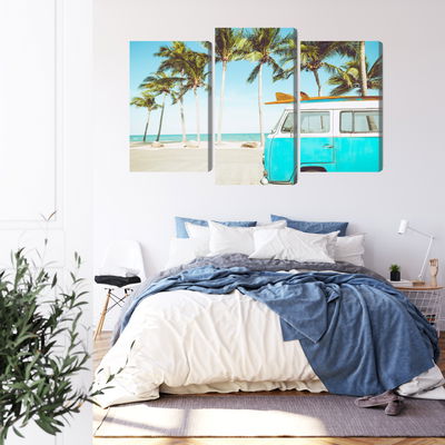 Ljuddämpande tavla - Retro car on the beach 3d