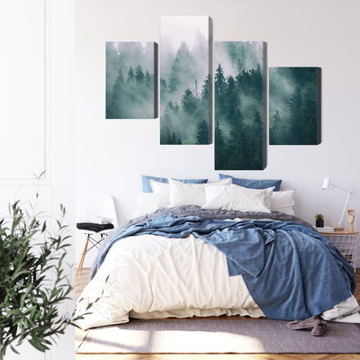 Ljuddämpande tavla - Fog in the green forest