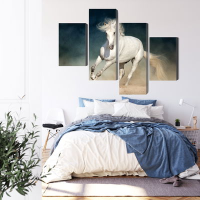 Ljuddämpande tavla - A white horse at a gallop