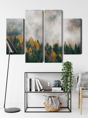 Ljuddämpande tavla - Autumn forest in fog 3d