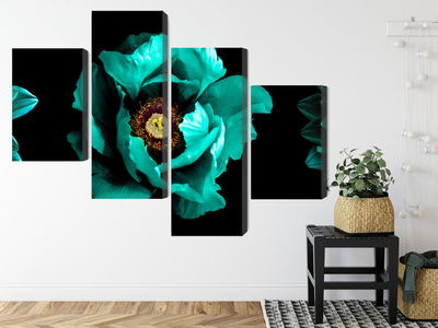 Ljuddämpande tavla - Turquoise flowers on a black