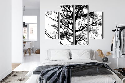 Ljuddämpande tavla - Black tree on a white