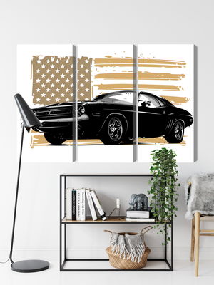 Ljuddämpande tavla - American muscle car with Usa