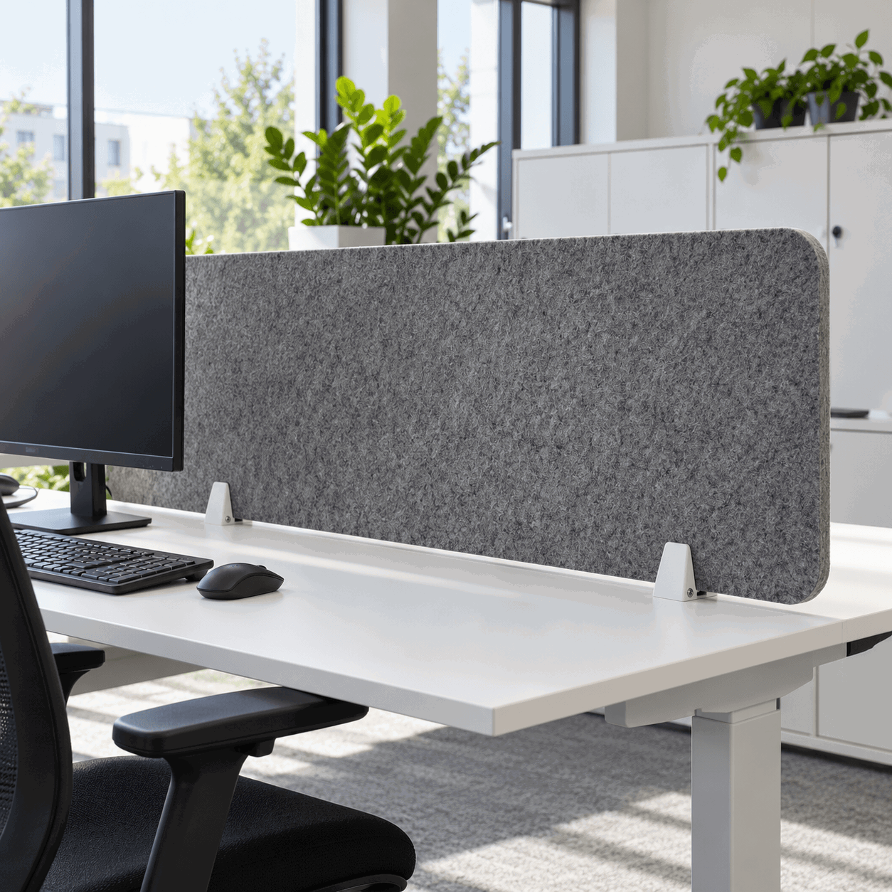 Bordsskärm - Bulletin Desk Screen (Grå 100x60 cm (LxH) Med Klämfäste (2st))