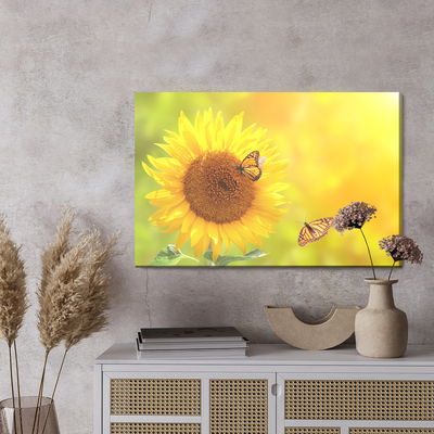 Ljuddämpande tavla - Sunflower with butterflies