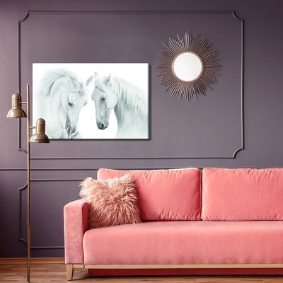Ljuddämpande tavla - Two white horses