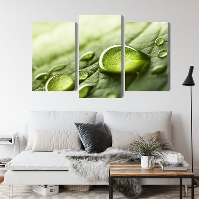 Ljuddämpande tavla - Water drops on a leaf