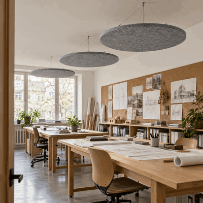 Ljudabsorbering till tak - PES circle ceiling