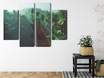 Ljuddämpande tavla - Rope bridge in the jungle 3d