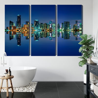 Ljuddämpande tavla - Panorama of miami by night