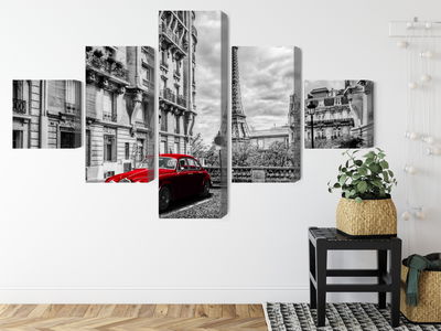 Ljuddämpande tavla - Red car in retro style