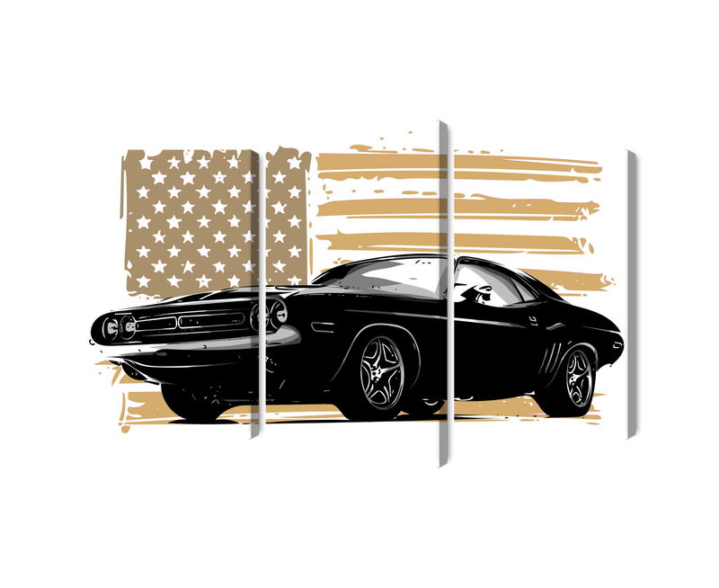 Ljuddämpande tavla - American muscle car with Usa