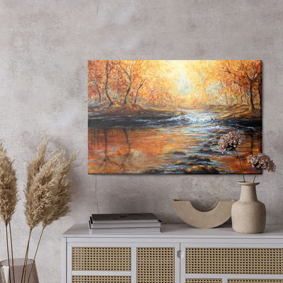 Ljuddämpande tavla - River in the autumn forest