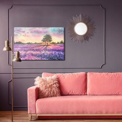 Ljuddämpande tavla - Lavender landscape painted