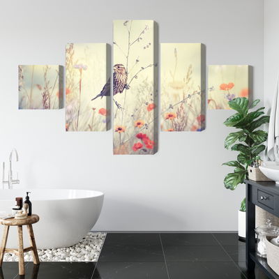 Ljuddämpande tavla - A bird among wild flowers
