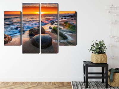 Ljuddämpande tavla - 3d beach sunset