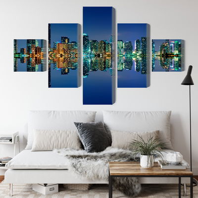 Ljuddämpande tavla - Panorama of miami by night