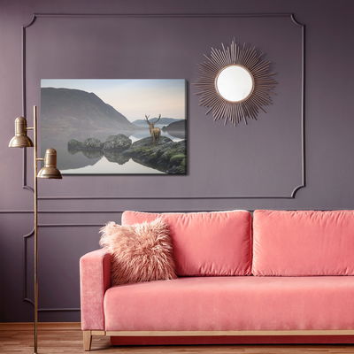 Ljuddämpande tavla - Deer by the lake