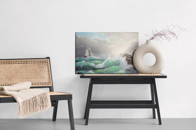 Ljuddämpande tavla - Sailboat with sea and waves