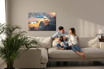 Ljuddämpande tavla - Sports car in the mountains