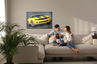 Ljuddämpande tavla - Yellow sports car