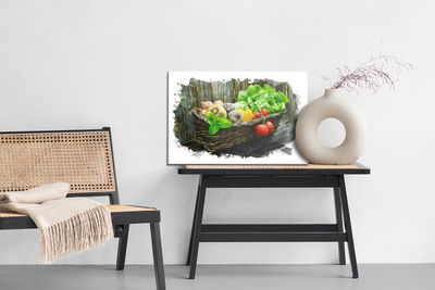 Ljuddämpande tavla - Wicker basket of vegetables