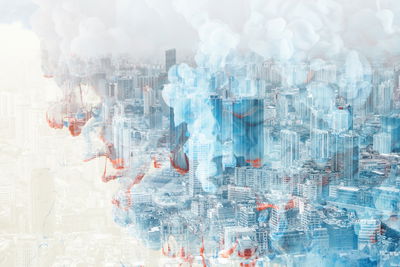 Ljuddämpande tavla - Colored abstract city