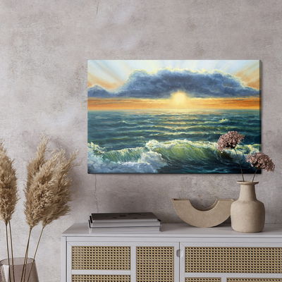 Ljuddämpande tavla - Sea waves and clouds