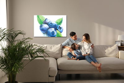 Ljuddämpande tavla - Blueberries painted