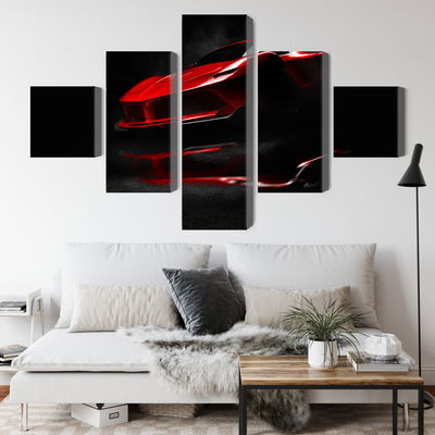 Ljuddämpande tavla - Red sports car 3d