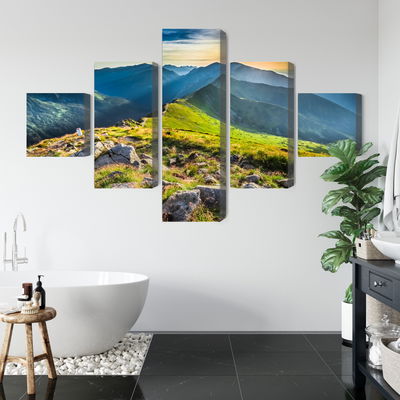 Ljuddämpande tavla - Sunset in the mountains 3d