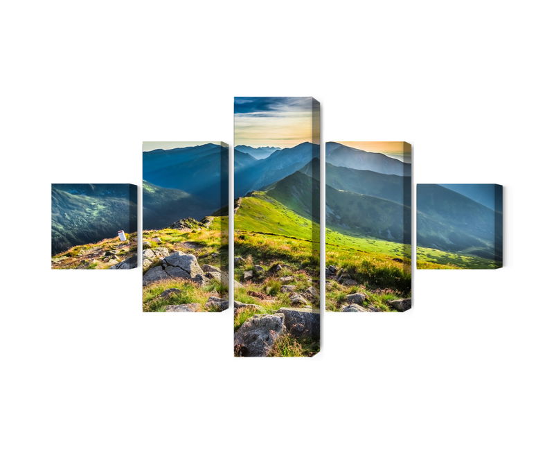 Ljuddämpande tavla - Sunset in the mountains 3d