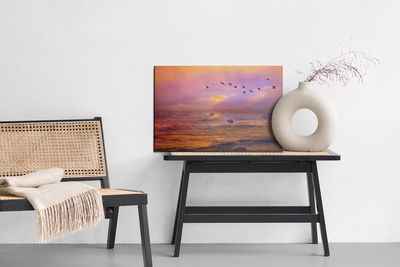 Ljuddämpande tavla - Birds over the ocean