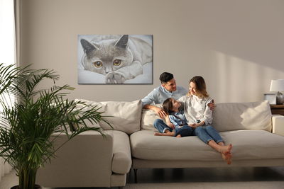 Ljuddämpande tavla - Gray cat like painted