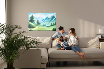 Ljuddämpande tavla - Mountain clearing painted